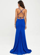 Load image into Gallery viewer, Prom Dresses Savanna Trumpet/Mermaid Sweep V-neck Jersey Train