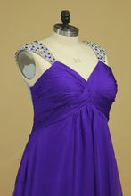 Load image into Gallery viewer, 2022 Prom Dresses A-Line Chiffon With Beads And Ruffles Regency