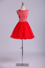 Load image into Gallery viewer, 2024 Scoop Beaded Bodice Homecoming Dresses A Line Short Tulle