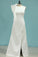 2024 New Arrival Scoop Prom Dresses Sheath Satin With Slit