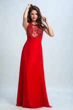 Load image into Gallery viewer, 2022 Scoop Prom Dresses A Line Chiffon With Beading Red
