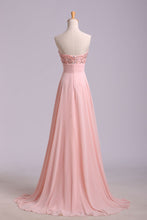 Load image into Gallery viewer, 2022 New Arrival Prom Dresses A Line Sweetheart Sweep/Brush Chiffon With Beading
