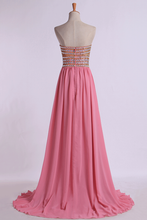 Load image into Gallery viewer, 2024 Prom Gown A-Line Sweetheart Sweep/Brush With Beading&amp;Rhinestone Chiffon
