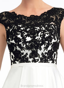 Lace Dress A-Line Satin Scoop Asymmetrical Isabella Wedding Illusion Wedding Dresses