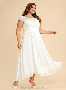 Scoop Chiffon Lace Dress A-Line Alisa Asymmetrical Wedding Dresses Wedding