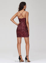 Load image into Gallery viewer, Scoop Homecoming Sequins Short/Mini Bodycon Amaya Dress Club Dresses Neck Sequined With