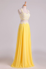 Load image into Gallery viewer, 2022 New Arrival Halter Prom Dresses A-Line With Applique Chiffon