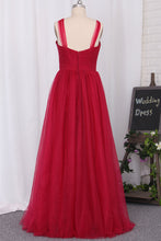 Load image into Gallery viewer, 2024 Straps Tulle Pleated Bodice Bridesmaid Dresses A-Line