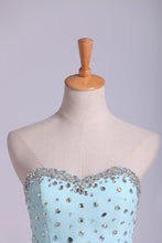 Load image into Gallery viewer, 2024 Homecoming Dresses A Line Mini Sweetheart Chiffon With Rhinestones