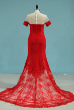 Load image into Gallery viewer, 2024 New Arrival Scoop Satin With Applique Mermaid Prom Dresses