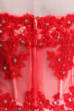 Load image into Gallery viewer, 2022 Strapless Prom Dresses With Applique &amp; Beads Tulle Short/Mini