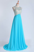Load image into Gallery viewer, 2022 Prom Dresses A Line Scoop Sweep/Brush Chiffon