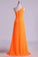 2022 One Shouder Column Evening Dresses Chiffon With Beads With Ruffles