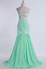 Load image into Gallery viewer, 2024 Prom Dresses Pleated Chiffon With Beaded Lace Floor Length Open Back
