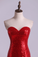 2022 Hot Red Mermaid/Trumpet Evening Dresses Sweetheart Sequined Bodice