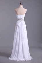 Load image into Gallery viewer, 2024 Sweetheart Chiffon Floor Length A Line Prom Dress Beaded Waistline