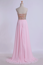 Load image into Gallery viewer, 2024 New Arrival Prom Gown A-Line Sweetheart Sweep/Brush Chiffon With Beading&amp;Rhinestone
