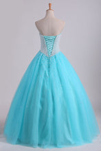 Load image into Gallery viewer, 2022 Ball Gown Sweetheart Quinceanera Dresses With Pearls &amp; Rhinestones Tulle