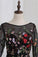 2024 Black Lace With Embroidery Mermaid Bateau Sweep/Brush Zipper Back 3/4 Sleeves