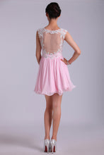 Load image into Gallery viewer, 2022 Straps A-Line/Princess Homecoming Dresses Chiffon With Applique