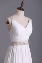 Load image into Gallery viewer, 2022 Wedding Dresses Straps Court Train With Ruffles &amp; Beads