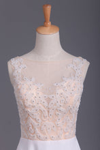 Load image into Gallery viewer, 2024 Scoop Beaded Bodice Prom Dresses A Line With Beading White