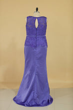 Load image into Gallery viewer, 2024 Plus Size Scoop With Sash Prom Dresses Satin &amp; Lace Mermaid