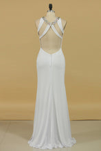 Load image into Gallery viewer, 2022 New Arrival Scoop Open Back Prom Dresses With Beads And Slit Spandex Sheath