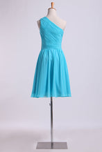 Load image into Gallery viewer, 2013 One Shoulder Bridesmaid Dresses A Line Knee Length Chiffon With Ruffle
