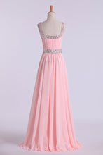 Load image into Gallery viewer, 2022 Prom Dresses A-Line Floor Length Straps Chiffon