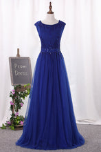 Load image into Gallery viewer, 2024 A Line Scoop Tulle With Beading Prom Dresses Floor Length
