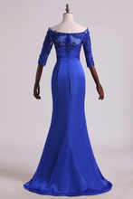 Load image into Gallery viewer, 2022 Evening Dresses Bateau Mermaid Satin With Applique And Beads