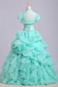 2022 Ball Gown Sweetheart Jewel Beaded Bodice Bubble And Ruffled Skirt