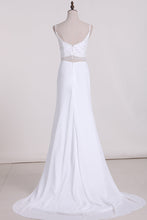 Load image into Gallery viewer, 2024 Two-Piece Spaghetti Straps Wedding Dresses A Line Chiffon With Beading