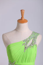 Load image into Gallery viewer, 2022 Prom Dresses A Line One Shoulder Chiffon With Beading&amp;Sequins