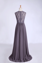 Load image into Gallery viewer, 2022 V-Neck A Line Bridesmaid Dresses Floor Length Lace &amp; Chiffon