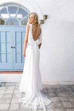 Load image into Gallery viewer, Unique V Neck Chiffon Beach Wedding Dress With Lace Bodice