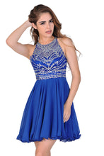 Load image into Gallery viewer, 2024 A Line/Princess Halter Homecoming Dresses Tulle &amp; Chiffon Beaded Bodice