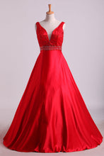 Load image into Gallery viewer, 2022 Evening Dresses A-Line Floor Length Lace-Up Satin