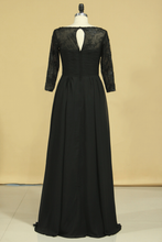 Load image into Gallery viewer, 2024 Black Plus Size Mother Of The Bride Dresses Scoop A Line Chiffon With Applique