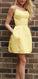 Homecoming Dresses Louise Simple Short Yellow With Pockets CD1135