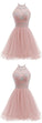 Beaded Halter Short Tulle Dress Chana Homecoming Dresses CD14194