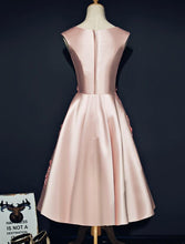 Load image into Gallery viewer, Pink Ava Homecoming Dresses Satin Knee Length Short CD15417