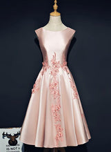 Load image into Gallery viewer, Pink Ava Homecoming Dresses Satin Knee Length Short CD15417