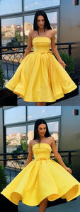 Cute Yellow Short Dress Satin Norah Homecoming Dresses CD3911