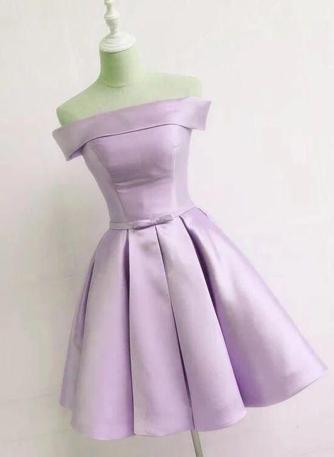 Lovely Purple Short Satin Homecoming Dresses Addisyn Cute CD4280