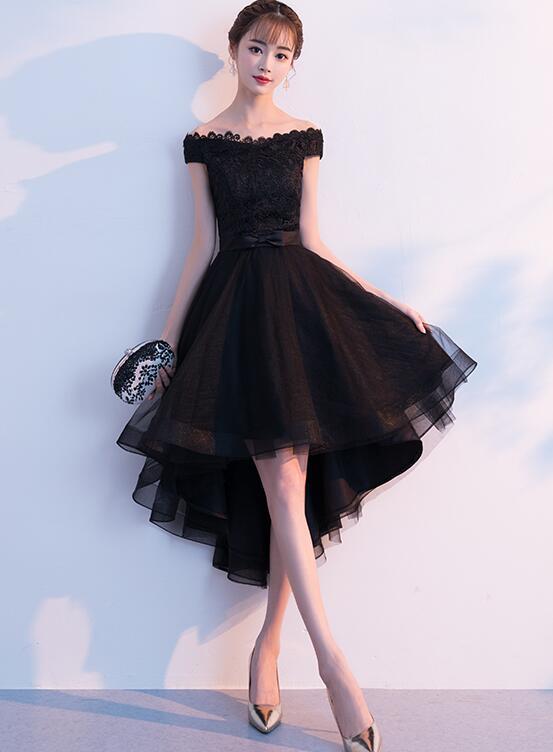 Black Tulle Lace Homecoming Dresses Jaida Off Shoulder CD4561
