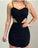 Black Cut Out Short Homecoming Dresses Trudie Satin CD4791