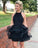 Black Short Tulle Halter Homecoming Dresses Joan Neck CD5445