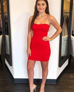 Simple Red Tight Strapless Homecoming Dresses Satin Janiya CD5767